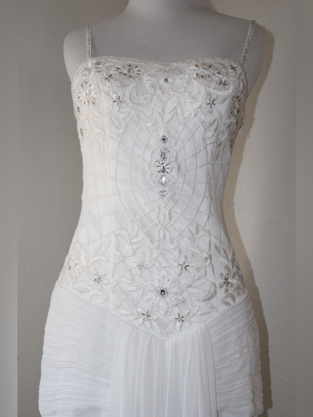 sue wong ivory beaded corset evening gown vintage y2k dress size 2 - Picture 6 of 17